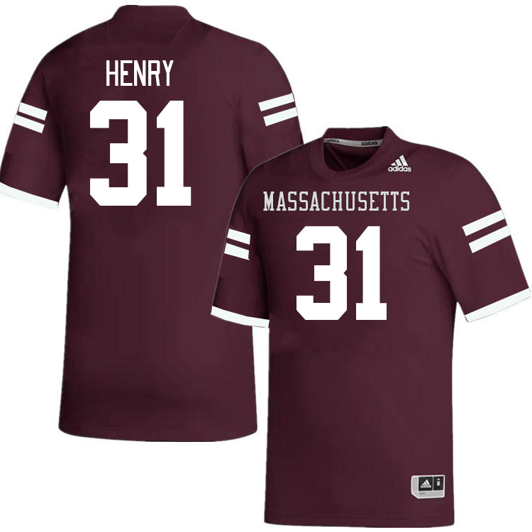 Massachusetts Minutemen #31 Rashad Henry College Football Jerseys Stitched-Maroon